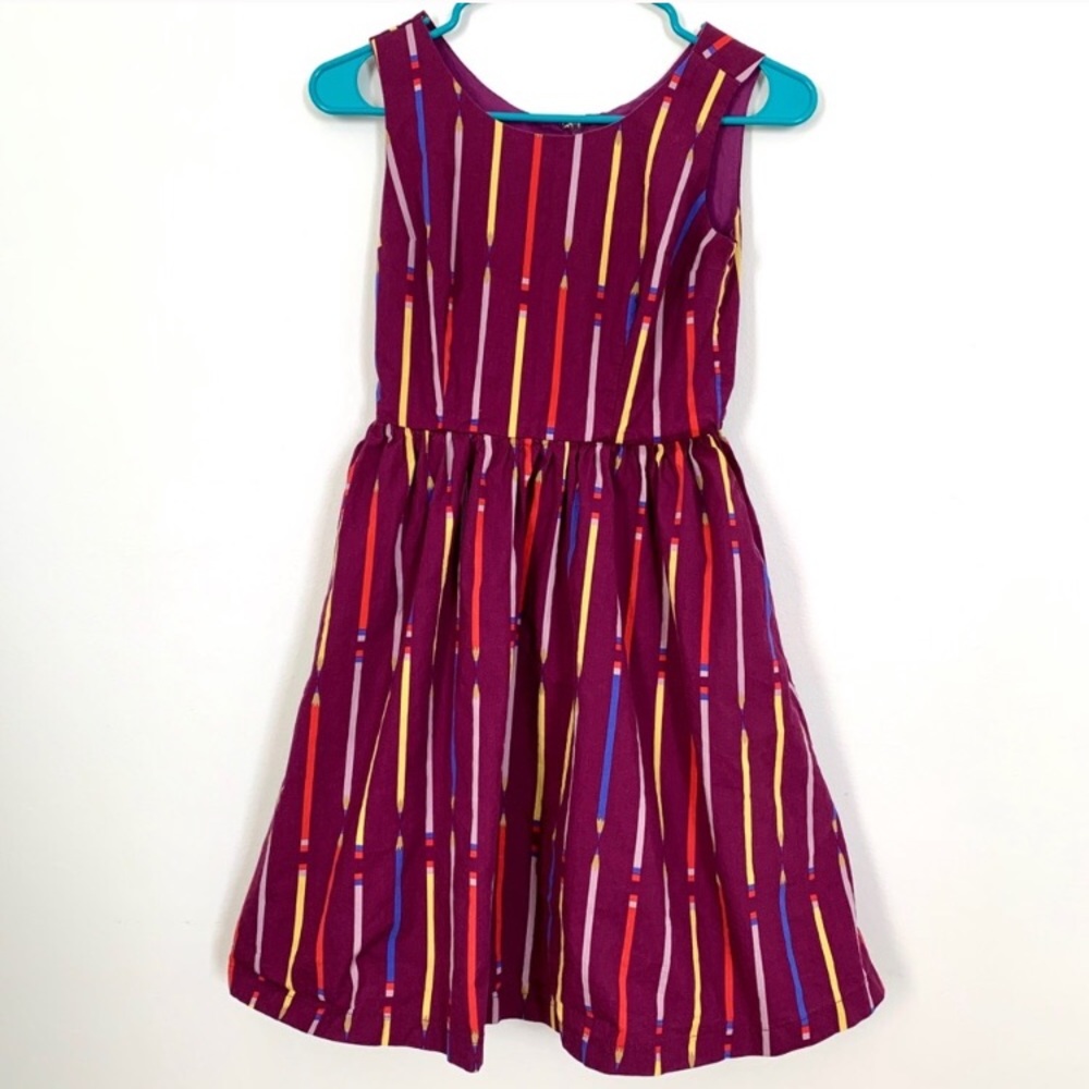 modcloth pencil print fit and flare dress